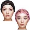 Geyoga 2 Pieces Mesh Crochet Hair Net Rayon Knit Snood Cap Cover Crocheted Shower Caps Sleep Hat for Women(Black, Pink) view 1