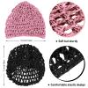 Geyoga 2 Pieces Mesh Crochet Hair Net Rayon Knit Snood Cap Cover Crocheted Shower Caps Sleep Hat for Women(Black, Pink) view 3
