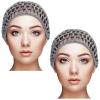 Geyoga 2 Pieces Mesh Crochet Hair Net Rayon Knit Snood Cap Cover Crocheted Shower Caps Sleep Hat for Women(Gray) view 1