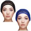Geyoga 2 Pieces Mesh Crochet Hair Net Rayon Knit Snood Cap Cover Crocheted Shower Caps Sleep Hat for Women(Black, Blue) view 1