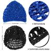 Geyoga 2 Pieces Mesh Crochet Hair Net Rayon Knit Snood Cap Cover Crocheted Shower Caps Sleep Hat for Women(Black, Blue) view 3