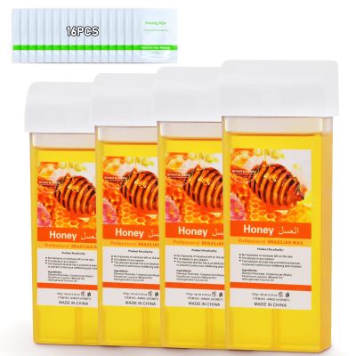 Seopri Roll On Wax, Honey Hair Removal Wax Cartridge, Depilatory Wax Roller Refill, 4 Pack - 100% Natural Material, Dermatologically Tested, Easy & Safe to Use, For Body Waxing, Leg and Arms