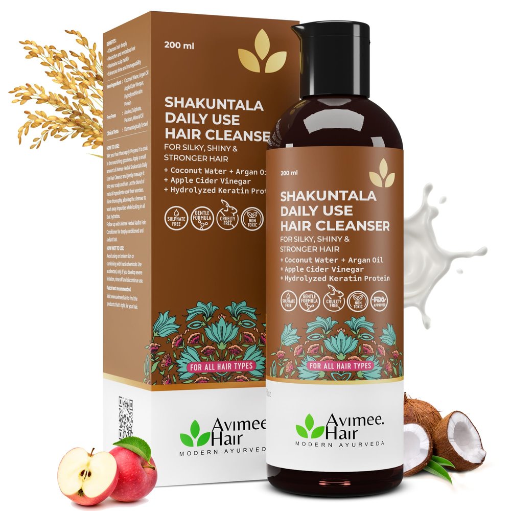 AVIMEE HERBAL Shakuntala Hair Cleanser | For All Hair Type | Recommended For Daily Use | SLS & Paraben Free | Reduces Dandruff with Curd & Milk | 200 ml