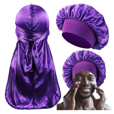 2 PCS Bonnet for Men,Silk Hair Bonnet for Sleeping Women,Matching Bonnets and Durag Set