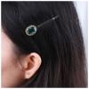 Allereyae Crystal Hair Pins Barrette Blue Rhinestone Hair Clip Barrette Gold CZ Emerald Headpieces Decorative Head Clip Headwear Blue Gemstone Barrette Hair Accessories for Women (Blue) view 1