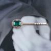 Allereyae Crystal Hair Pins Barrette Blue Rhinestone Hair Clip Barrette Gold CZ Emerald Headpieces Decorative Head Clip Headwear Blue Gemstone Barrette Hair Accessories for Women (Blue) view 4