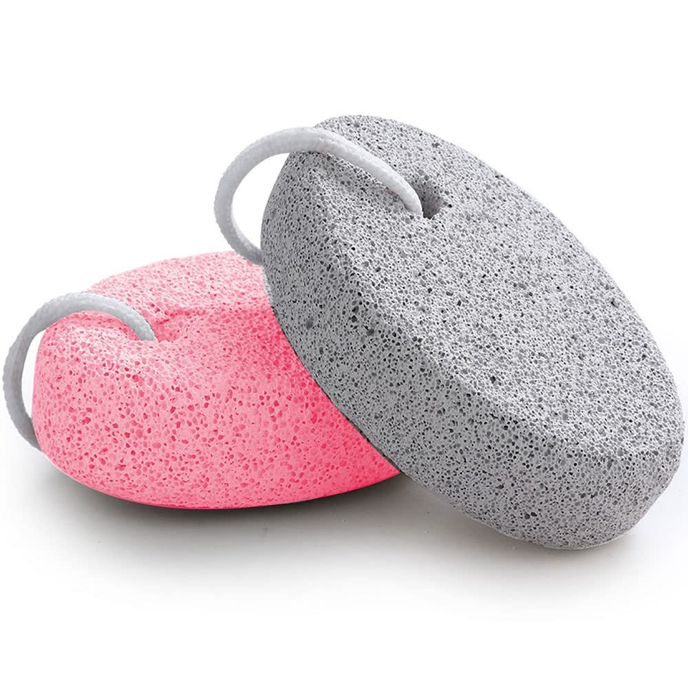 Natural Foot Pumice Stone for Feet, Borogo 2-Pack Lava Pedicure Tools Hard Skin Callus Remover for Feet and Hands - White&Red