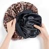 KISS Colors & Care Silky Satin Wide Edge Double Wear Cap XL,Leopard,Double Sided Reversible Design,Protects styles & Retains Moisture,Slip-Free,Comfortable & Durable Overnight Hair Bonnet view 4
