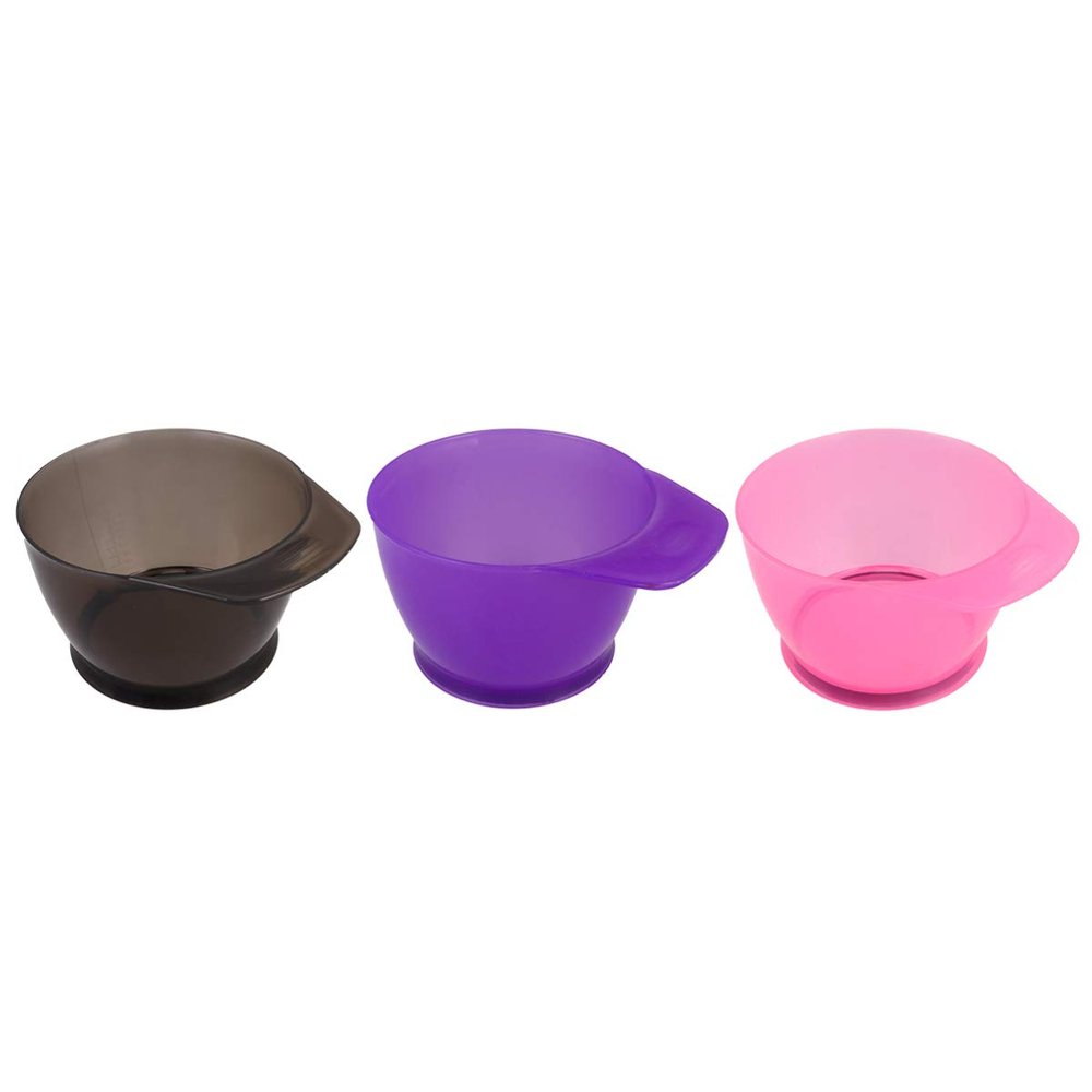 Uonlytech 3pcs Thickened Hair Coloring Bowls with Handle Plastic Dyeing Tool for Home Salon for Hair Dyeing No for Professionals and Home Use