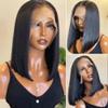 13x4 Brazilian Short Bob Wig for Black Women Transparent Lace Frontal Human Hair Wigs Straight Lace Front Wigs Brazilian Remy Hair With Baby Hair Bleached Konts Natural Hairline 150% Density 8Inch view 2