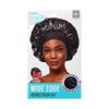 KISS Colors & Care Silky Satin Wide Edge Double Wear Cap XL, Black, Double Sided Reversible Design, Premium Charmeuse Fabric, Protects styles & Retains Moisture, Slip-Free, Comfortable & Durable Overnight Hair Bonnet, All Hair Types & Styles view 1