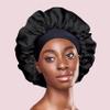 KISS Colors & Care Silky Satin Wide Edge Double Wear Cap XL, Black, Double Sided Reversible Design, Premium Charmeuse Fabric, Protects styles & Retains Moisture, Slip-Free, Comfortable & Durable Overnight Hair Bonnet, All Hair Types & Styles view 4