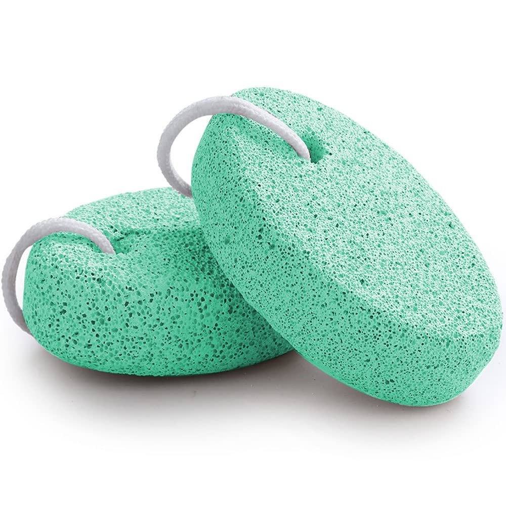 Natural Foot Pumice Stone for Feet, Borogo 2-Pack Lava Pedicure Tools Hard Skin Callus Remover for Feet and Hands -Green