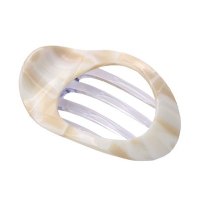 French Amie Oval Small 3" Cellulose Acetate Side Slide Handmade Hair Claws No Slip Grip Flexible Fashion Durable Styling Women Hair Accessories Hair Clip for Girls, Made in France (Ivory)