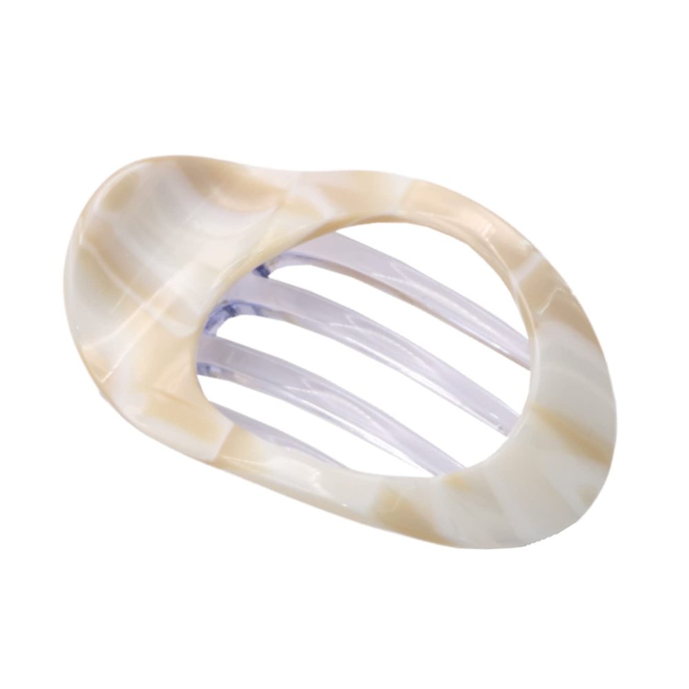French Amie Oval Small 3" Cellulose Acetate Side Slide Handmade Hair Claws No Slip Grip Flexible Fashion Durable Styling Women Hair Accessories Hair Clip for Girls, Made in France (Ivory)