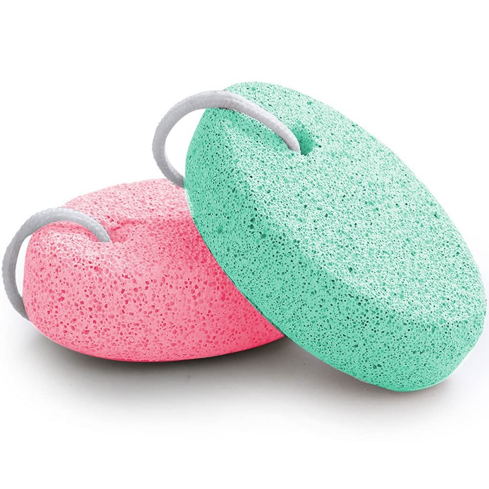 Natural Foot Pumice Stone for Feet, Borogo 2-Pack Lava Pedicure Tools Hard Skin Callus Remover for Feet and Hands -Red&Blue