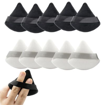 10 Pieces Powder Puff Soft Velour Makeup Puff,Face Triangle Makeup Sponge,For Loose Powder Cosmetic Foundation Sponge Mineral Powder Wet Dry Makeup Too