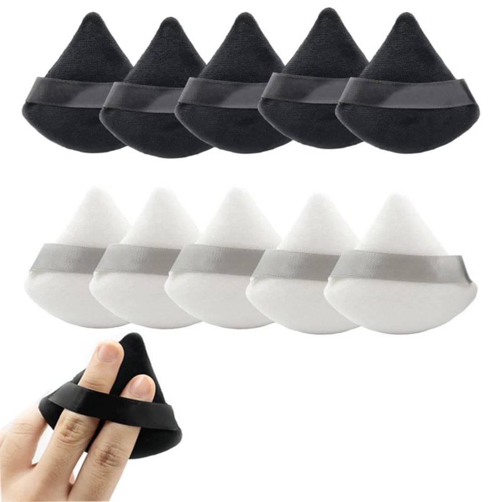 10 Pieces Powder Puff Soft Velour Makeup Puff,Face Triangle Makeup Sponge,For Loose Powder Cosmetic Foundation Sponge Mineral Powder Wet Dry Makeup Too
