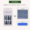 24 PCS Press on Nails Long Fake Nails Illusion Dark Green False Nails With Rhinestones Fake Nails Wearable Fake Nails Gifts for Women and Girls view 4