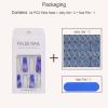 24 PCS Press on Nails Long Fake Nails Rhinestone Fake Nails Misty Pattern Fake Nails Gradient Blue Fake Nails Wearable Fake Nails Gifts for Women and Girls view 4