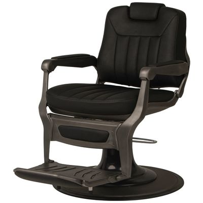 Buy-Rite Futura Professional Barber Chair - Heavy Duty Hydraulic Base, Solid Steel Frame, Premium Black Vinyl Seat, Adjustable Headrest, Reclining Mechanism, Flip-Style Footrest, YLG-8781-2