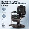 Buy-Rite Futura Professional Barber Chair - Heavy Duty Hydraulic Base, Solid Steel Frame, Premium Black Vinyl Seat, Adjustable Headrest, Reclining Mechanism, Flip-Style Footrest, YLG-8781-2 view 3