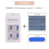24 PCS Press on Nails Long Fake Nails White Edge Fake Nails Rhinestone Fake Nails Misty Pattern Fake Nails Gradient Blue Fake Nails Gifts for Women and Girls view 4