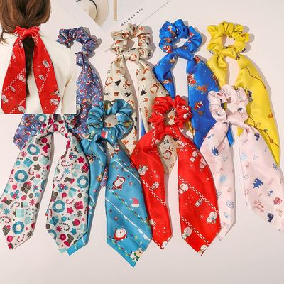 12 Pcs Christmas Scrunchies for Hair Christmas Velvet Hair Scarf with Ribbon Bow Hair Accessories Ponytail Holder Xmas Hair Accessories Elastic Hair Tie Scarf Holiday Hair Scrunchies for Women Girl (Christmas 8Pcs)