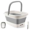 Beinilai Collapsible Foot Bath Basin for Soaking Feet,Foot Soak Tub,Plastic Foot Bucket with Handles and Massage Acupoint,Foldable Laundry Basket-Gery view 1