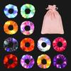 12PCS LED Hair Scrunchies,URSMART Light up Scrunchies Led Light Hair Bands with Gift Bage Glow in the Dark Hair Scrunchies Multi Light Modes for Woman,Glow Party Christmas Hair Accessories view 1