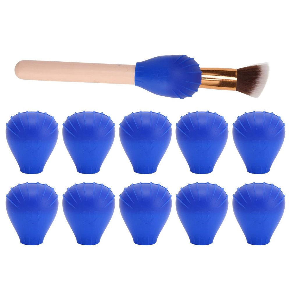 20pcs Makeup Brush Covers Portable Silicone Cosmetic Brush Protector Makeup Brush Covers Cosmetic Brush Storage Cover Blue