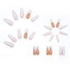 FRUJCDKI 24pcs French White Ballerina Flash Diamond Crystal Long Glossy Coffin Flash Fake Nails Press on Nail False Tips Manicure for Women and Girls view 2