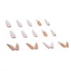 FRUJCDKI 24pcs French White Ballerina Flash Diamond Crystal Long Glossy Coffin Flash Fake Nails Press on Nail False Tips Manicure for Women and Girls view 3