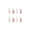 FRUJCDKI 24pcs French White Ballerina Flash Diamond Crystal Long Glossy Coffin Flash Fake Nails Press on Nail False Tips Manicure for Women and Girls view 4