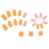 FRUJCDKI 24pcs French Fluorescent Orange Press-on Nails Medium Length Square Ballerina Acrylic False Nails with Glitter Designs and Rhinestones view 2