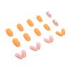 FRUJCDKI 24pcs French Fluorescent Orange Press-on Nails Medium Length Square Ballerina Acrylic False Nails with Glitter Designs and Rhinestones view 3