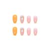 FRUJCDKI 24pcs French Fluorescent Orange Press-on Nails Medium Length Square Ballerina Acrylic False Nails with Glitter Designs and Rhinestones view 4