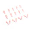 FRUJCDKI 24pcs French Pink Ombre Long Ballerina Press on Nails Glossy Coffin Fake Nail Y2K Stars Rhinestones Designs Artificial False Nails Acrylic Stick on Nails Tips for Women and Girls view 3