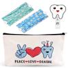 4PCS Dentist Gifts Dental Hygienist Accessories Headbands with Buttons Glitter Acrylic Badge Reel Retractable Teeth Makeup Bag Dentist Physician Appreciation Gift for Women Assistant Week Graduation view 1