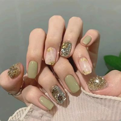 Magrace Handmade Press on Nails Medium Blue Fake Nails Long Coffin Stick on Nails for Womrn Gel UV Finish Handmade Nail Art with Design 10 pcs
