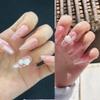 Magrace Handmade Press on Nails Medium Blue Fake Nails Long Coffin Stick on Nails for Womrn Gel UV Finish Handmade Nail Art with Design 10 pcs view 4