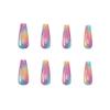 FRUJCDKI 24pcs Pink Long Ballerina Press on Nails Glossy Coffin Fake Nail Y2K Art Colorful Designs Artificial False Nails Acrylic Stick on Nails Tips for Women and Girls view 4