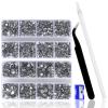 QPRETTY DU 10400 PCS White Rhinestones, Jelly Resin Crystals for Nails & Crafts with 15 cm Pencil Sharpener and Tweezer & Picker Pen view 1