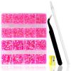 10400PCS Hot Pink Rhinestones, Jelly Resin Rhinestones for Nails, Flatback Non Hotfix Crystals DIY for Crafts with 15 cm Pencil Sharpener and Tweezer & Picker Pen (Rose AB) view 1