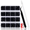 QPRETTY DU 10400 Black Rhinestones, Jelly Resin Crystals for Nails, Flatback Non Hotfix DIY Crystals with 15 cm Pencil Sharpener and Tweezer & Picker Pen (Black) view 1