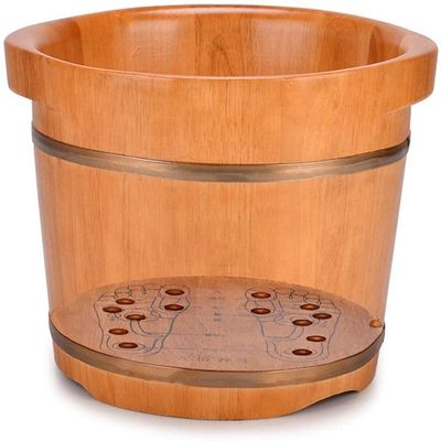 SLLSHG Pedicure Barrels,Solid Wood Natural Foot Spa Wooden Tub Household Sleep Improve Foot Spa Bath Massager (Color : 24cm Without Cover)