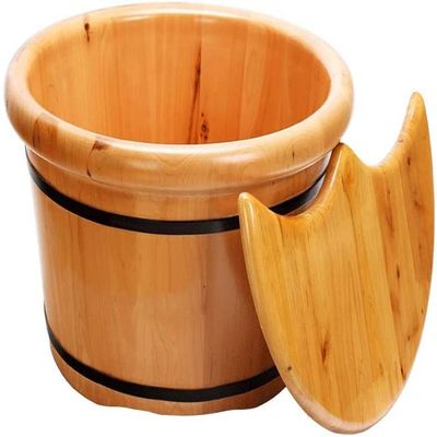Foot Spa for Adults,Foot Basin for Foot Bath,Soak,or DetoxFoot Soak Bucket Made of Solid Wood,Large Foot Soak Tub Foot Spa Household Wash Ba (Color : Covered)
