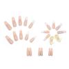 FRUJCDKI Glittering butterfly press-on false nails Long coffin style false nails Nude pink French ballerina glue-on false nails with rhinestone design Shiny feminine stick-on false nails view 3