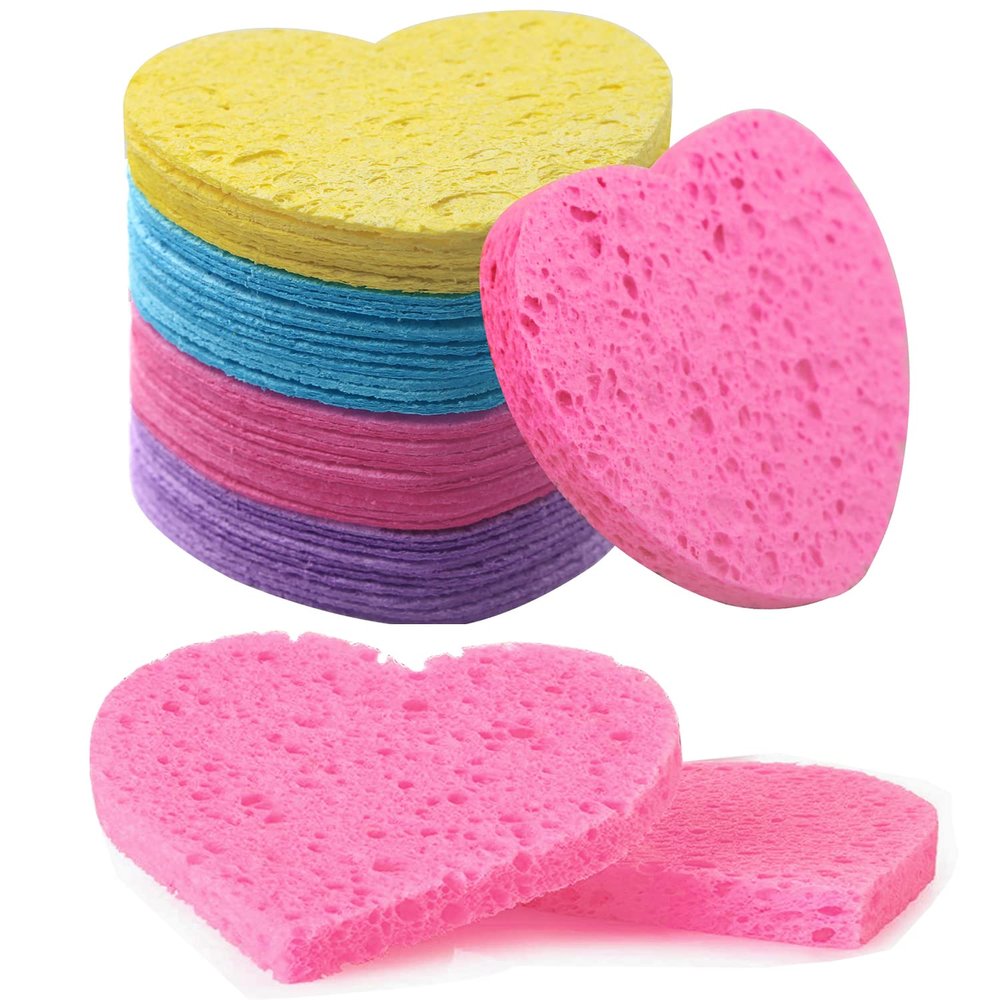 50-Count Facial Sponges Compressed, 100% Natural Cellulose Face Sponge Professional Cosmetic Spa Sponges for Face Cleansing, Exfoliating Mask, Makeup Removal for Travel and Home, Mixed