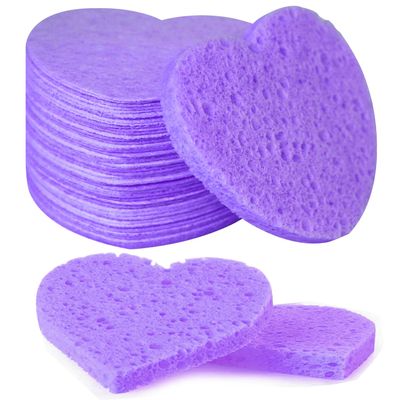 50-Count Facial Sponges Compressed, 100% Natural Cellulose Face Sponge Professional Cosmetic Spa Sponges for Face Cleansing, Exfoliating Mask, Makeup Removal for Travel and Home, Purple